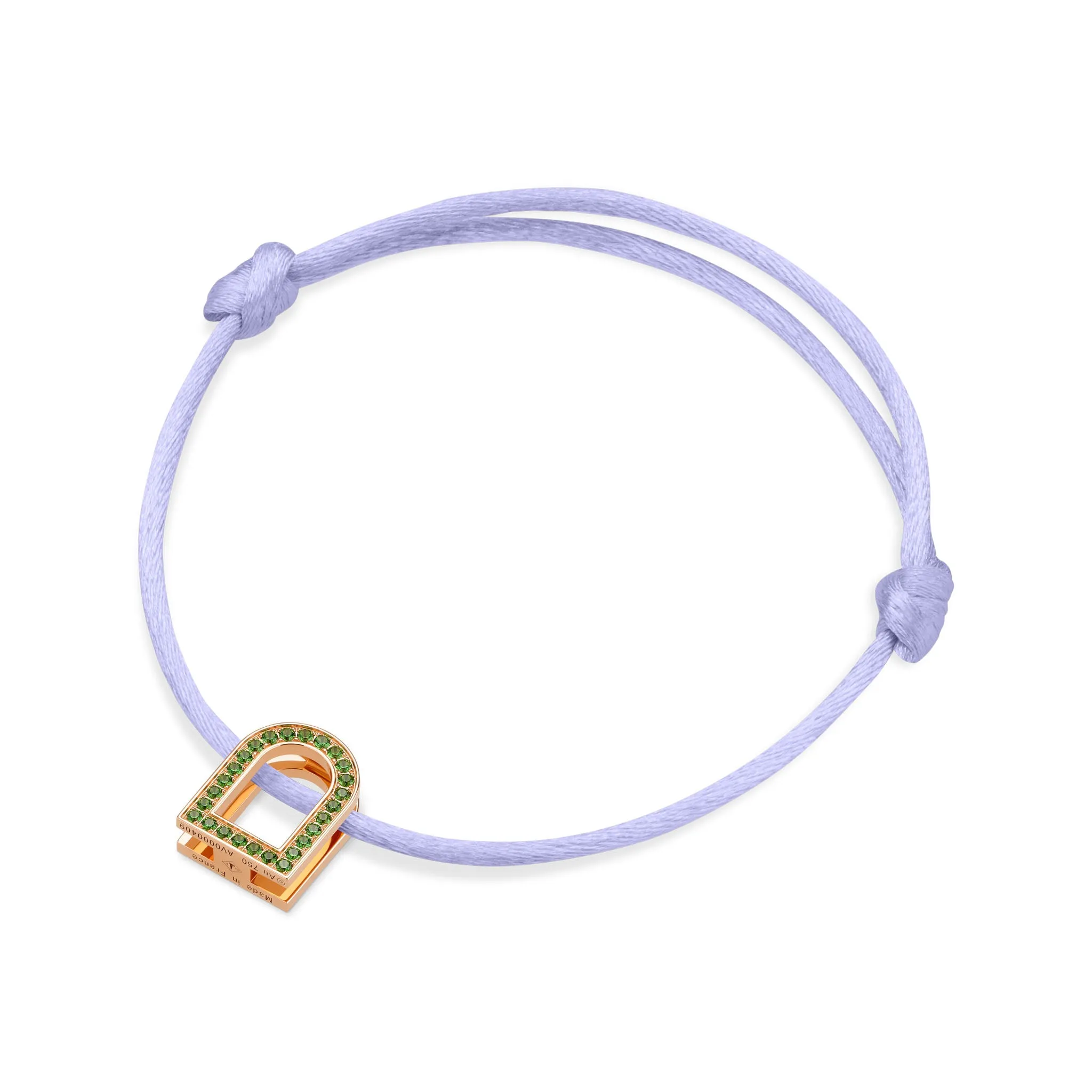 L'Arc Voyage Charm MM, 18k Rose Gold with Galerie Tsavorites on Silk Cord