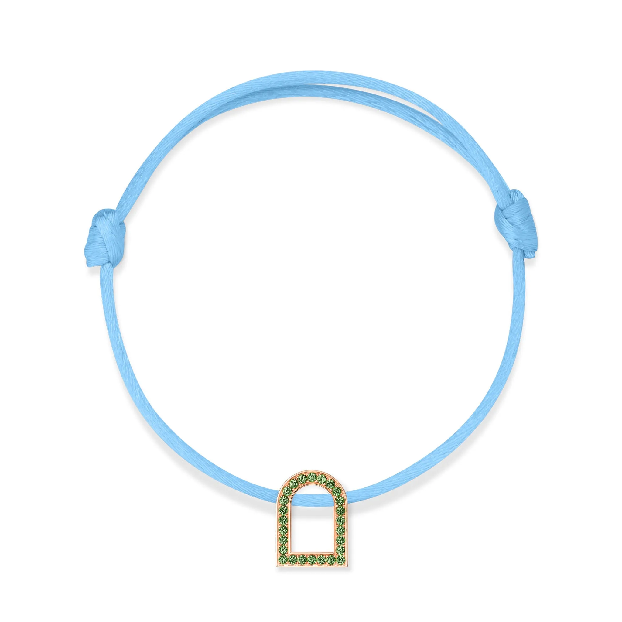 L'Arc Voyage Charm MM, 18k Rose Gold with Galerie Tsavorites on Silk Cord
