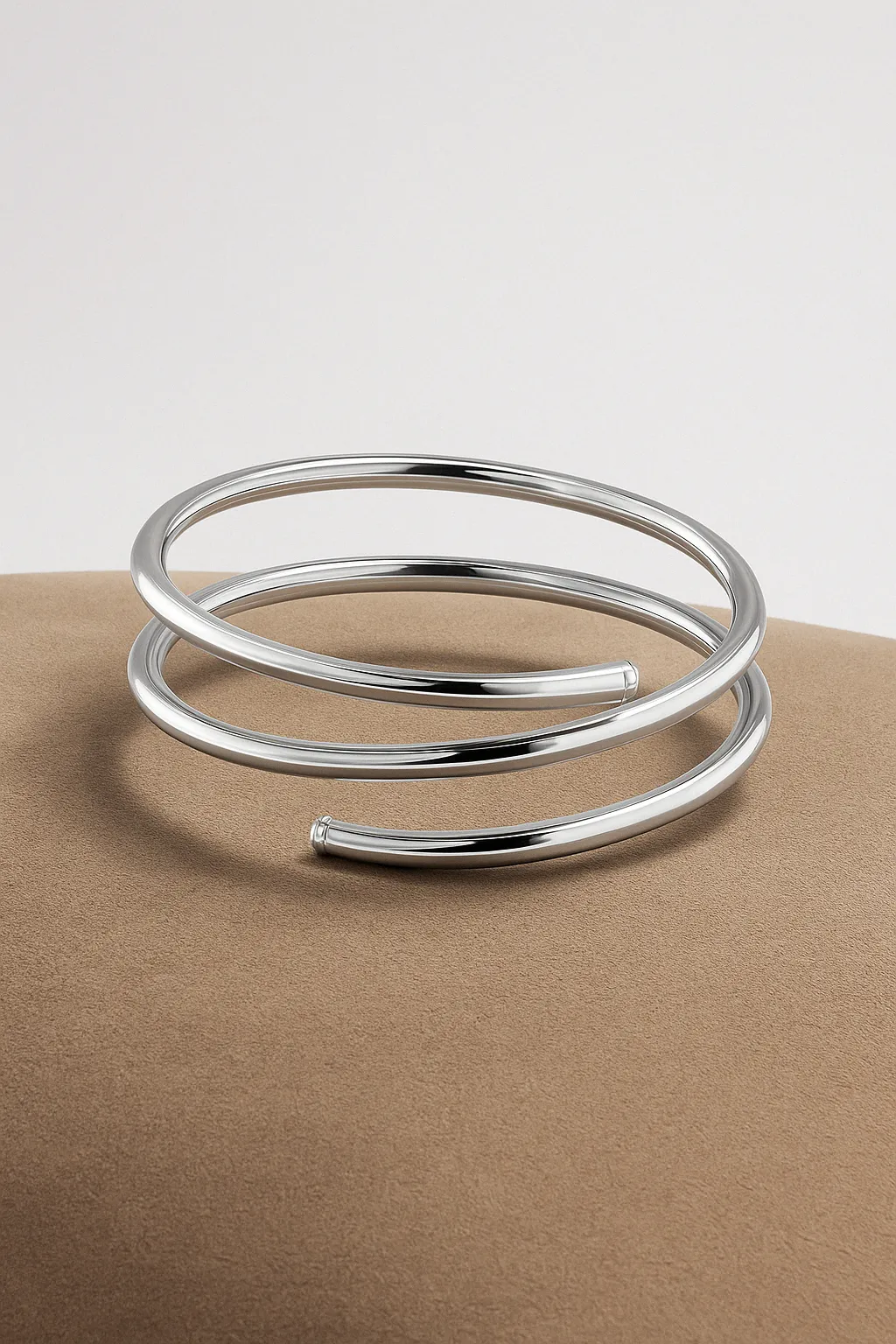 Large Coil Silver Plated Bangle