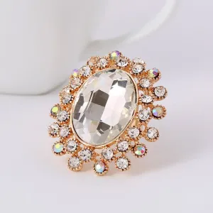 Large Gemstone Zircon Ring Women's Wedding Flower Jewelry