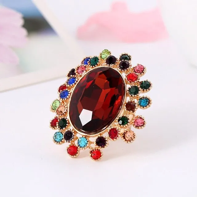 Large Gemstone Zircon Ring Women's Wedding Flower Jewelry