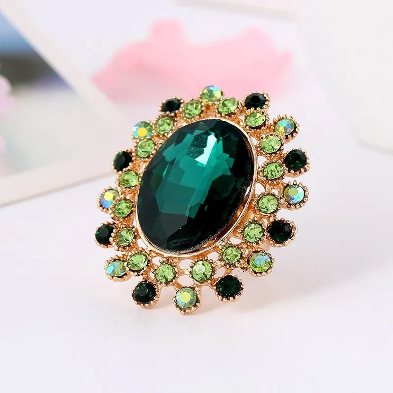 Large Gemstone Zircon Ring Women's Wedding Flower Jewelry