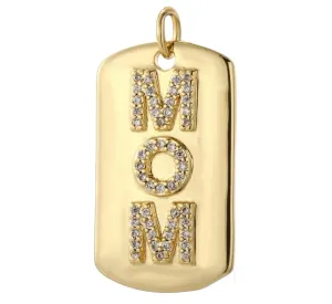 Large MOM dog tag Charm