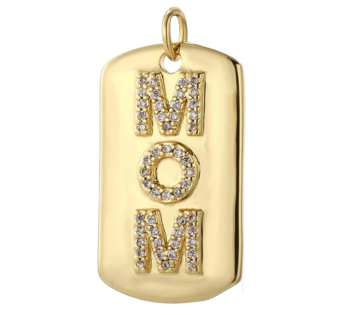 Large MOM dog tag Charm