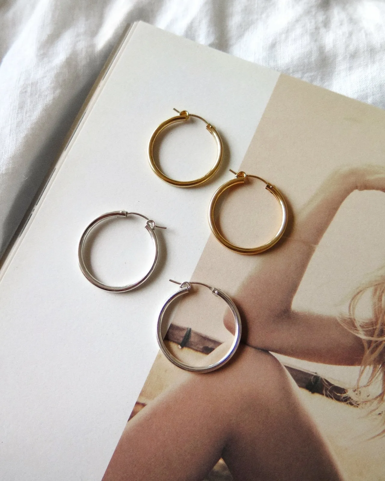 Large Thick Hoop Earrings - 14k Yellow Gold Fill