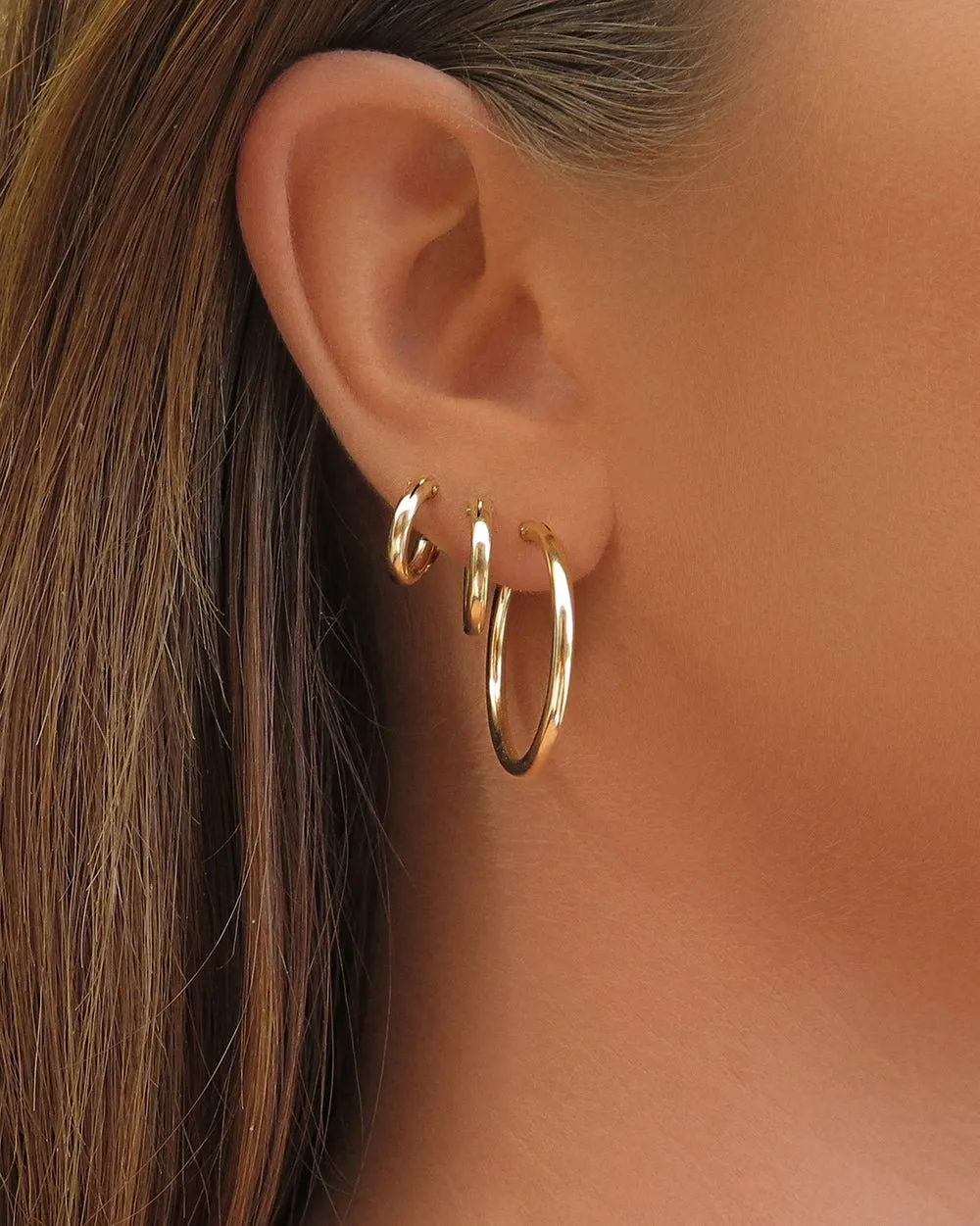 Large Thick Hoop Earrings - 14k Yellow Gold Fill