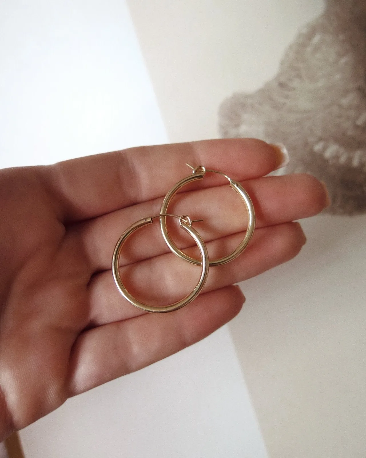 Large Thick Hoop Earrings - 14k Yellow Gold Fill