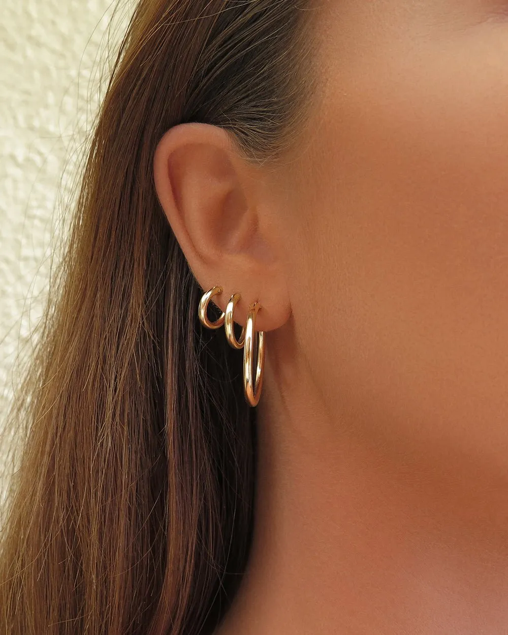 Large Thick Hoop Earrings - 14k Yellow Gold Fill