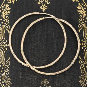 Large Vintage Textured Skinny Hoop Earrings