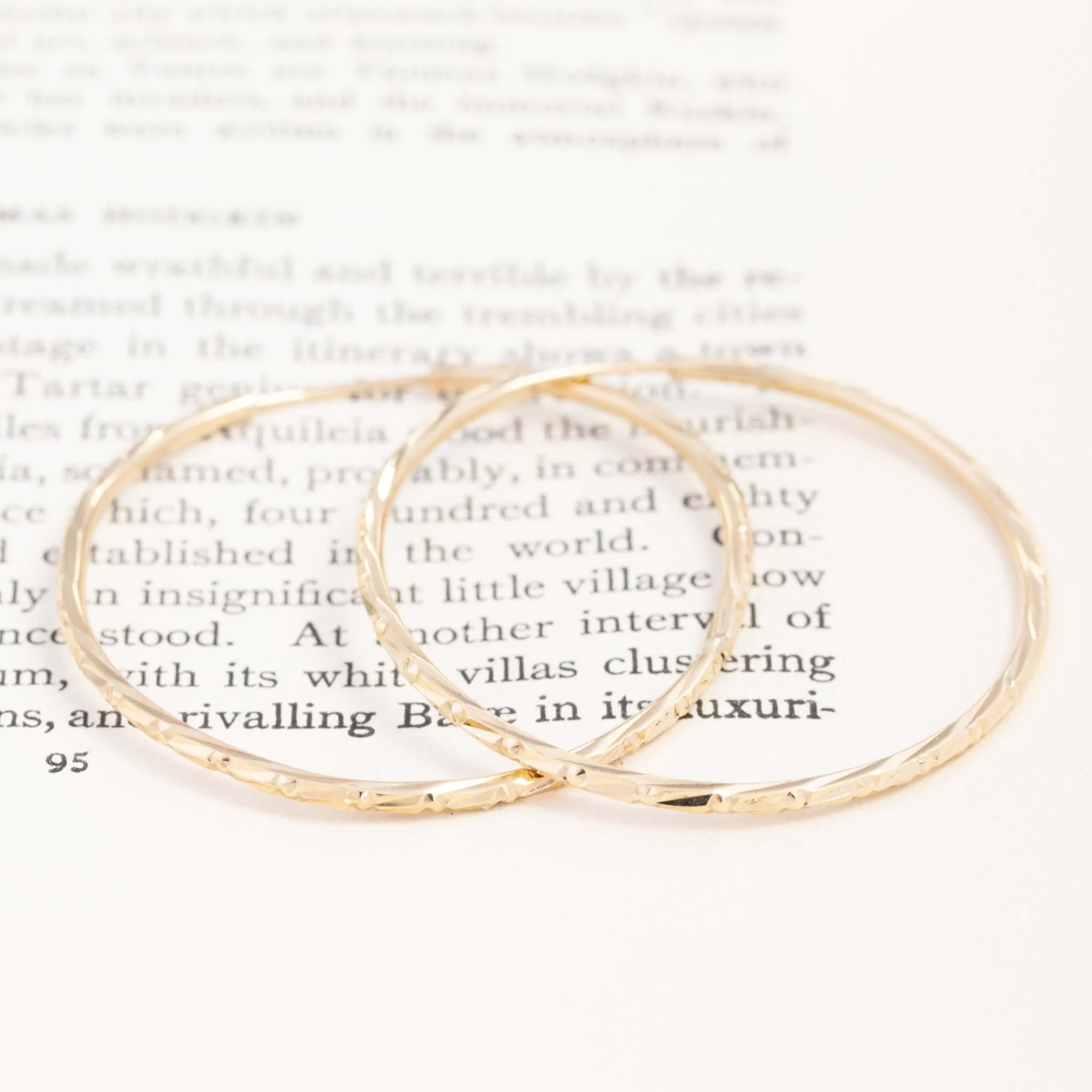 Large Vintage Textured Skinny Hoop Earrings
