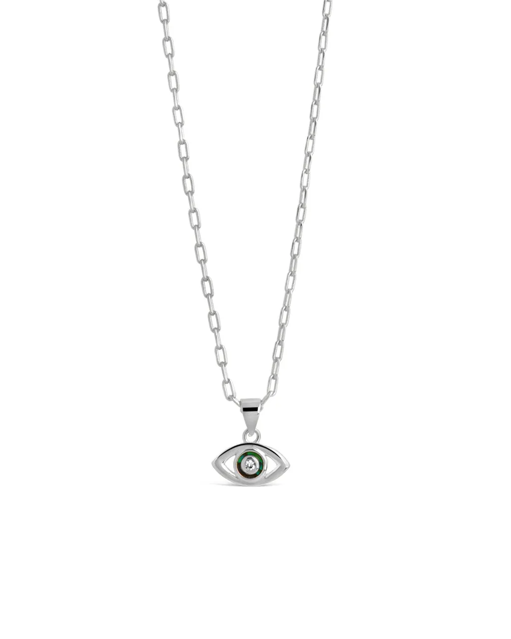 Leidy CZ & Mother of Pearl Evil Eye Pendant Necklace