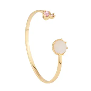 Les Nereides Bangle Bracelet With Quartz And Pink Rhinestone Large