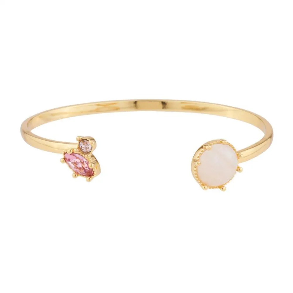 Les Nereides Bangle Bracelet With Quartz And Pink Rhinestone Large