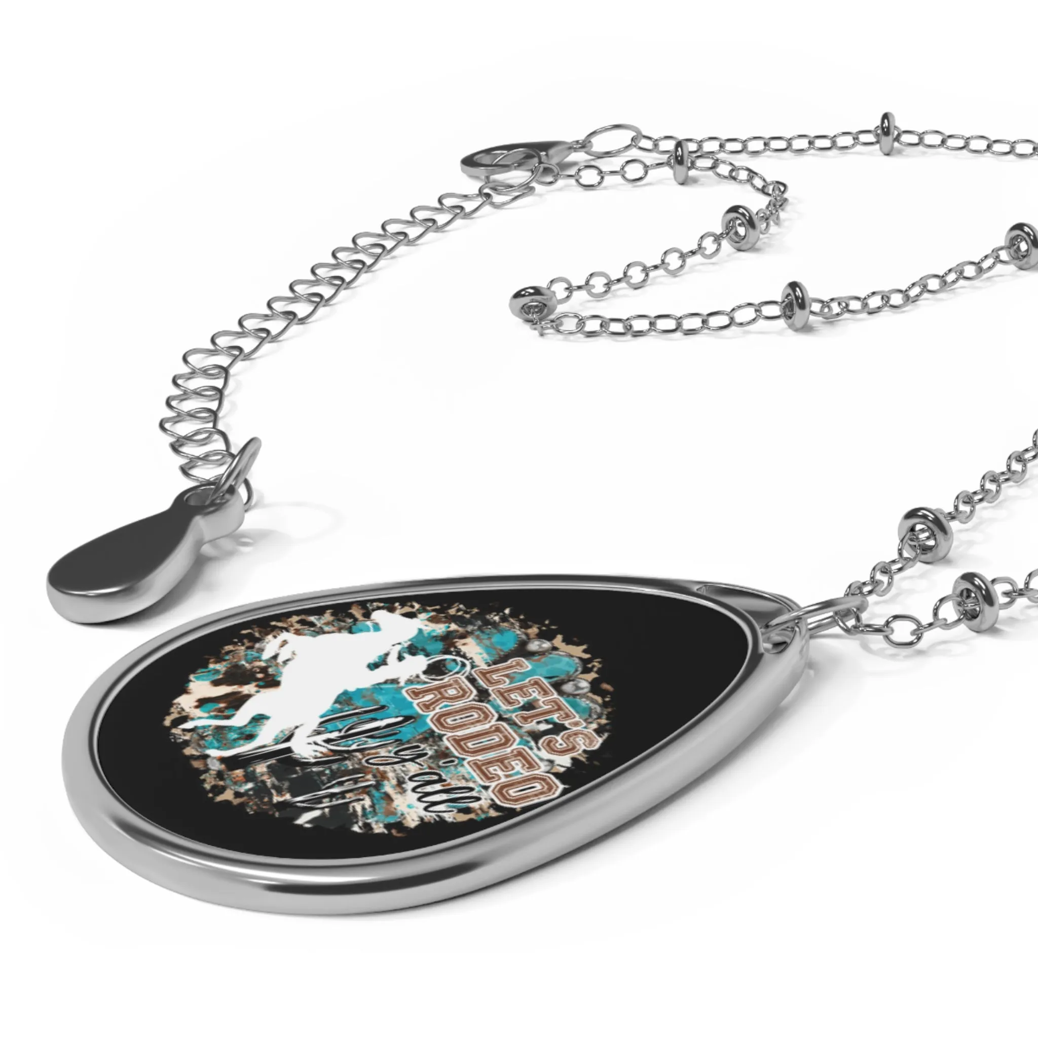Let's Rodeo Necklace, Rodeo, Cowgirl, Pendant, Oval Necklace