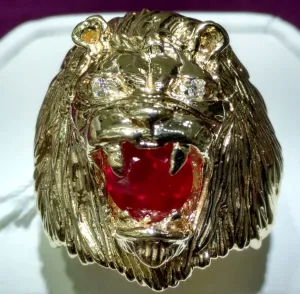 Lion Head Men's Ring (14K)