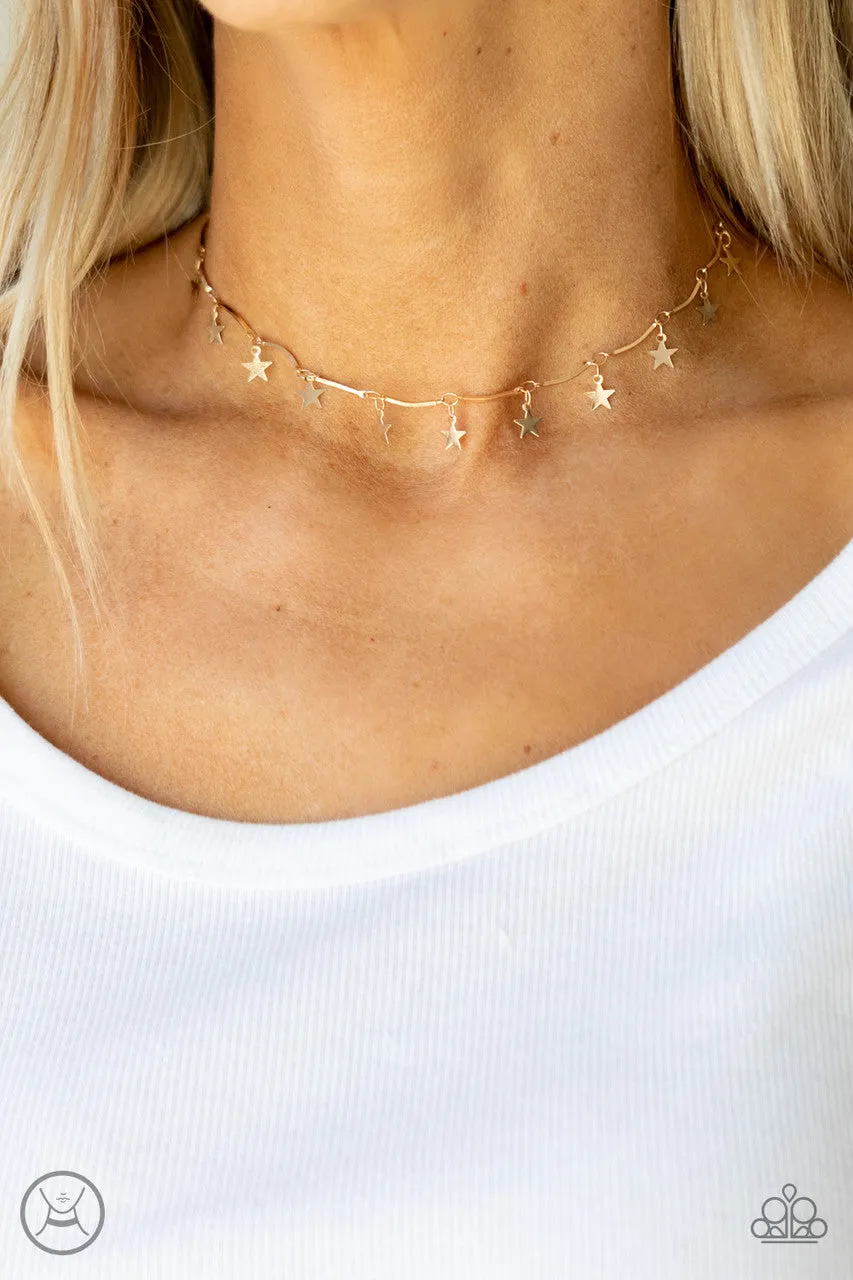 Little Miss Americana Gold Paparazzi Choker Necklace