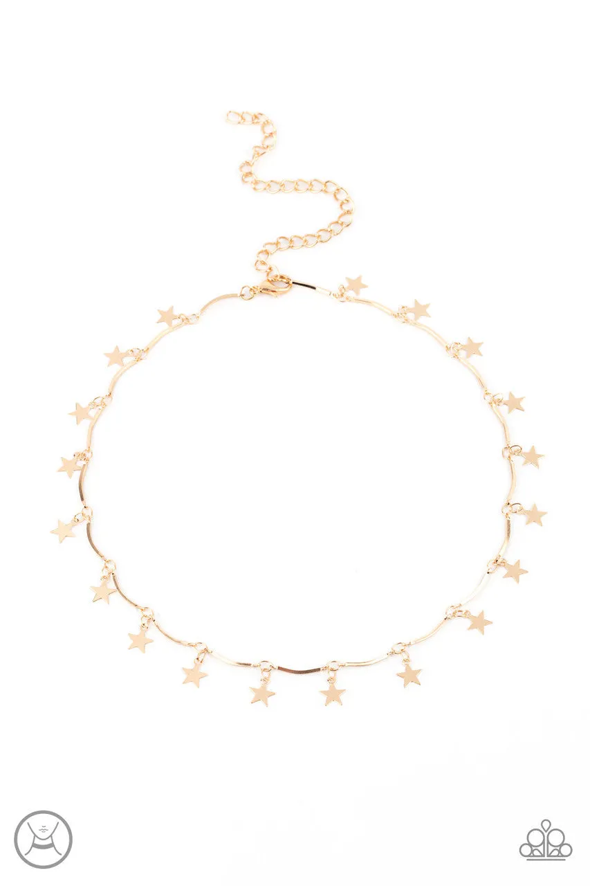 Little Miss Americana Gold Paparazzi Choker Necklace