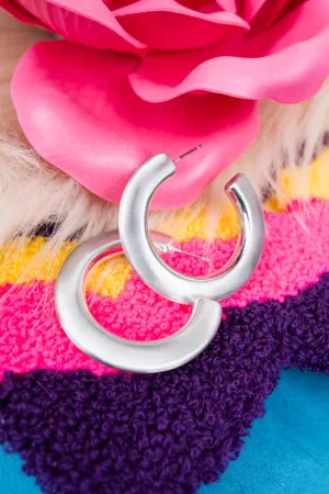 Madison Matte Silvertone Hoop Earrings