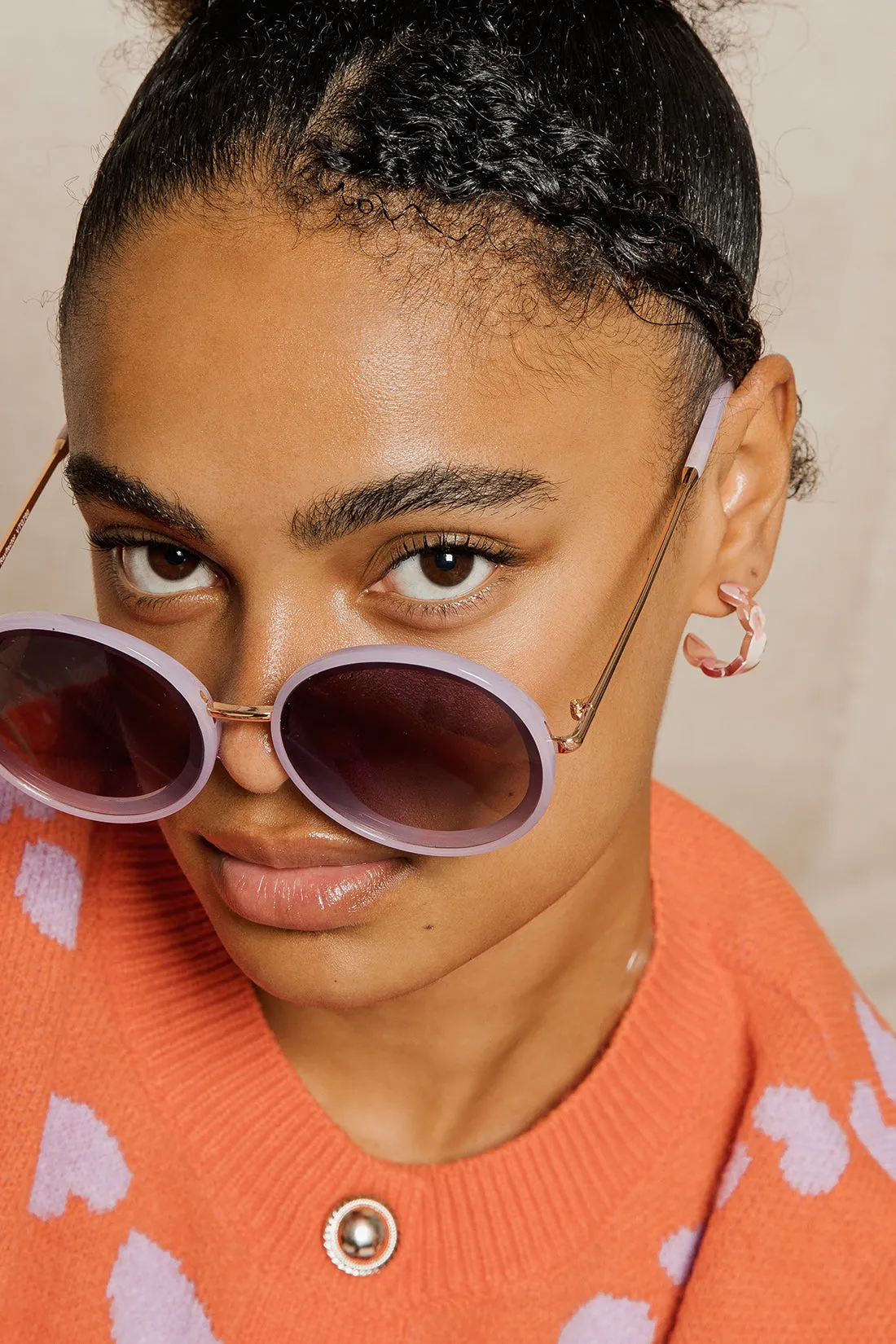 Marbled Wavy Acetate Pink Hoop Earrings