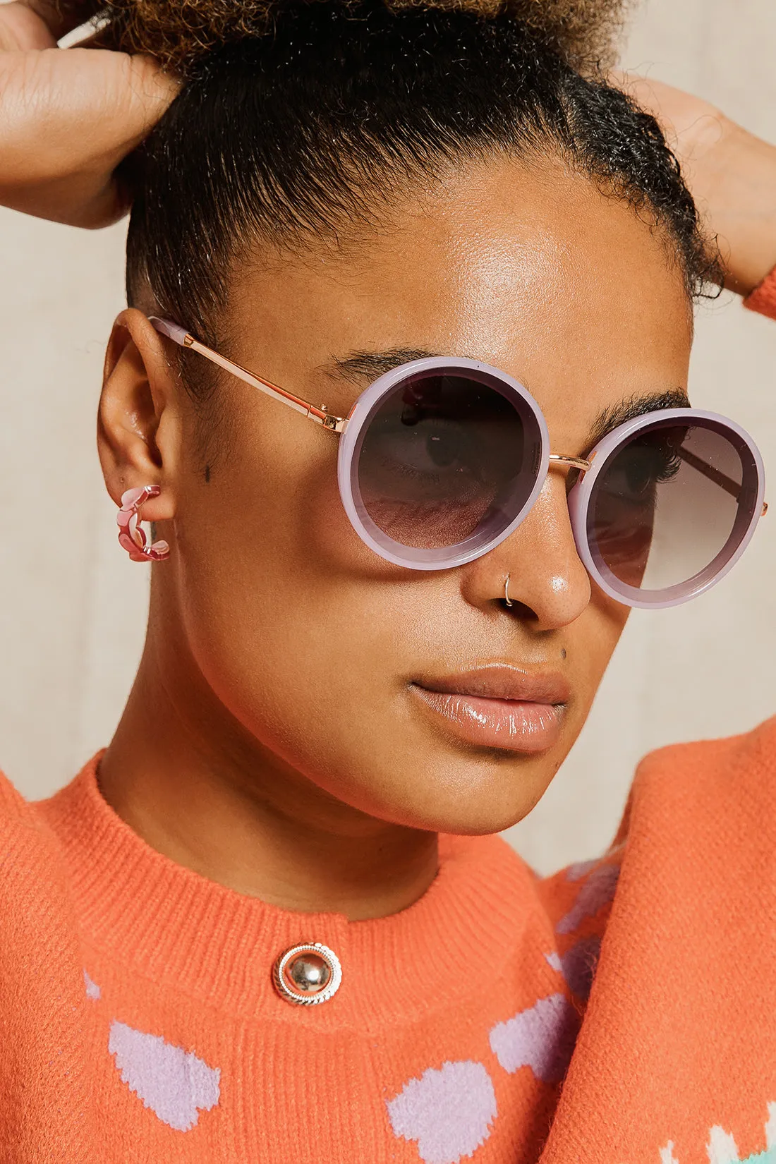 Marbled Wavy Acetate Pink Hoop Earrings