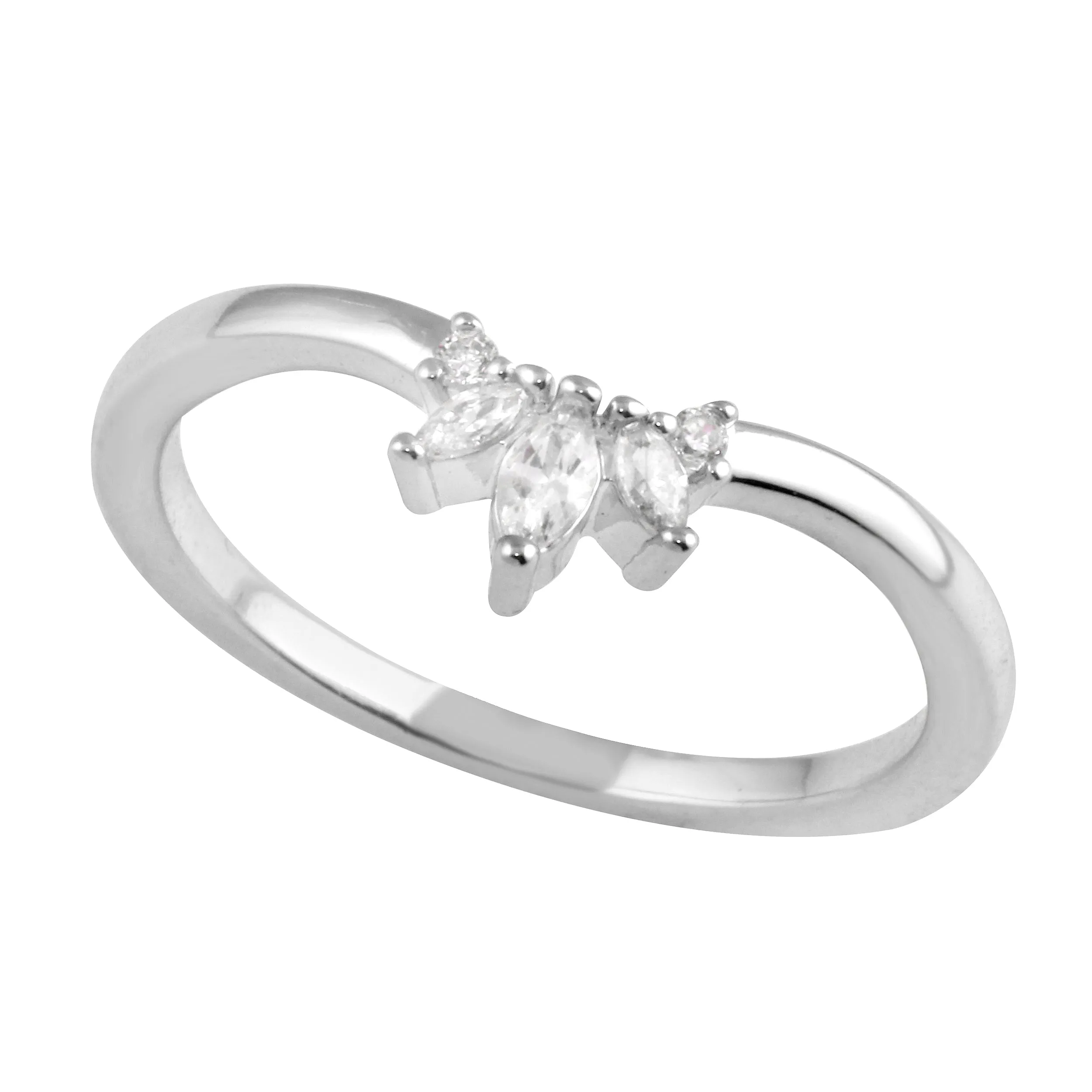 Marquise Diamond Crown Tracer Wedding Band