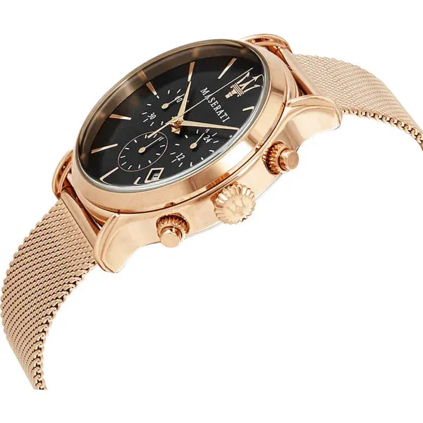 Maserati Epoca Gold Mesh Braselet Black Dial Quartz Watch for Gents - R8873618005