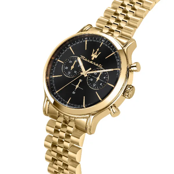 Maserati Epoca Gold Stainless Steel Black Dial Quartz Watch for Gents - R8873618023
