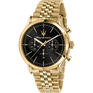 Maserati Epoca Gold Stainless Steel Black Dial Quartz Watch for Gents - R8873618023