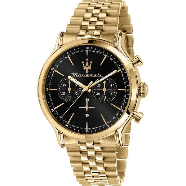 Maserati Epoca Gold Stainless Steel Black Dial Quartz Watch for Gents - R8873618023