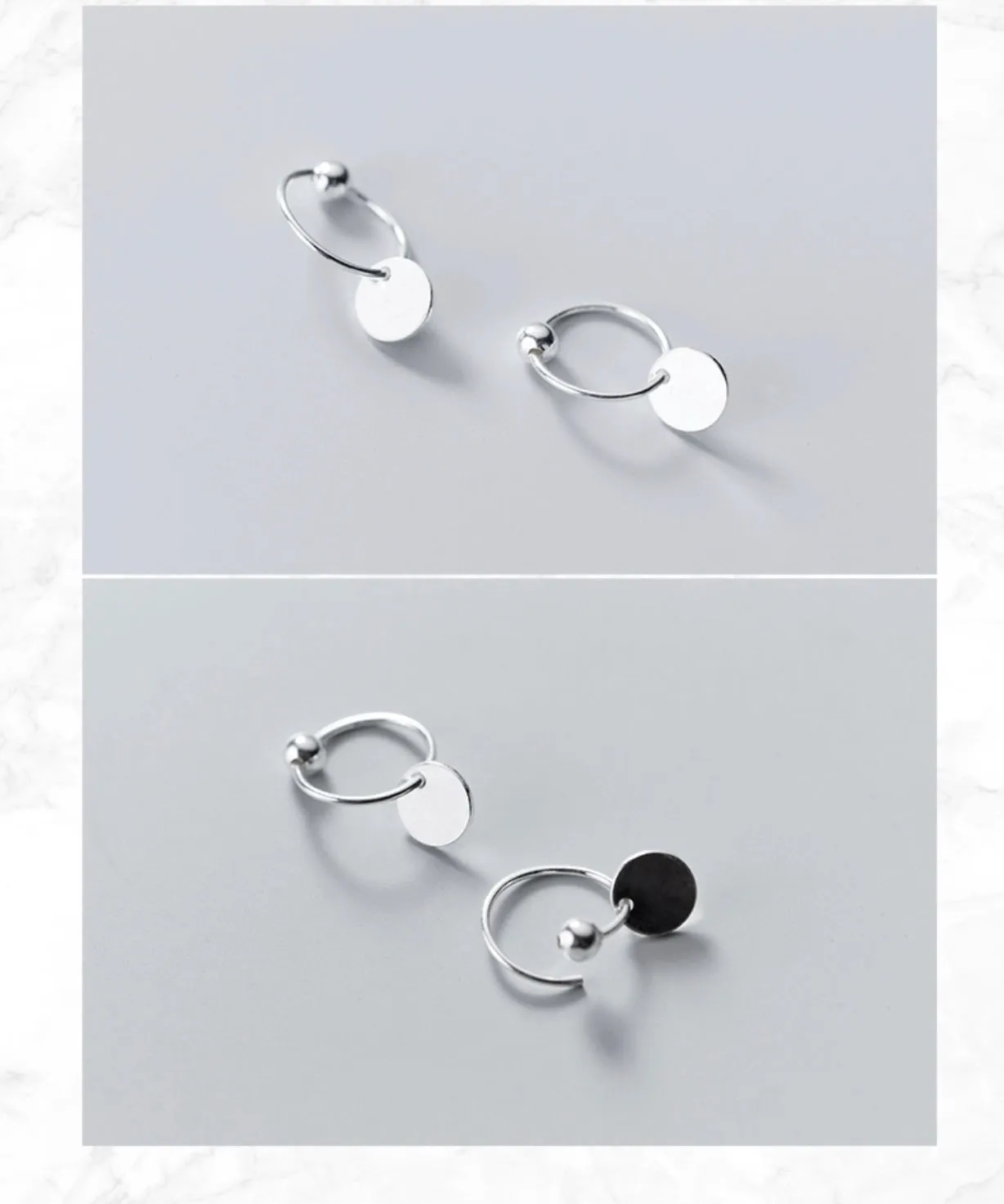 Matte Glossy Flake Drop Huggie Earrings-SH009