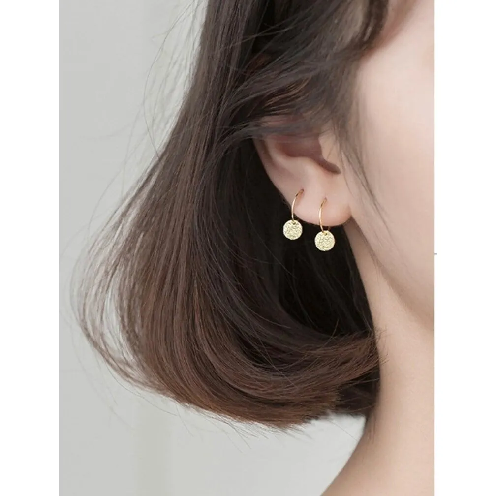 Matte Glossy Flake Drop Huggie Earrings-SH009