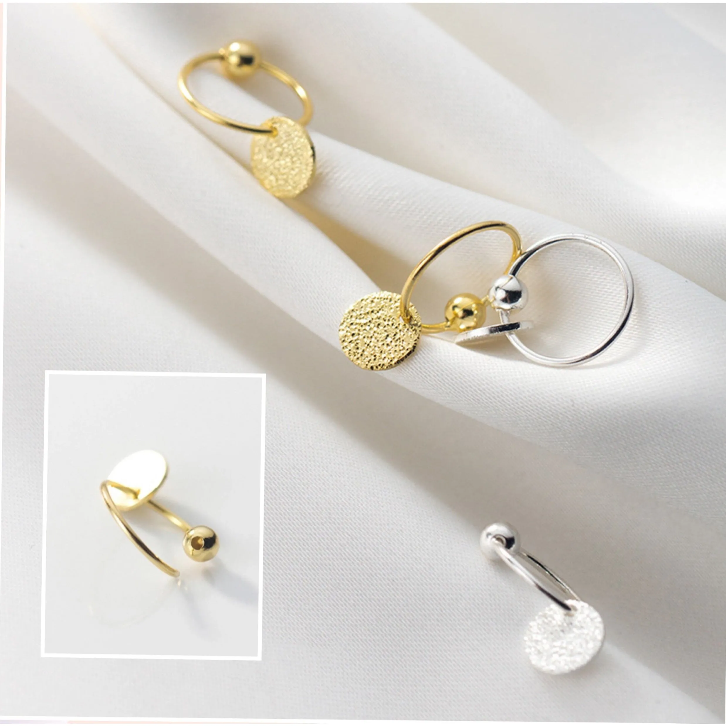 Matte Glossy Flake Drop Huggie Earrings-SH009
