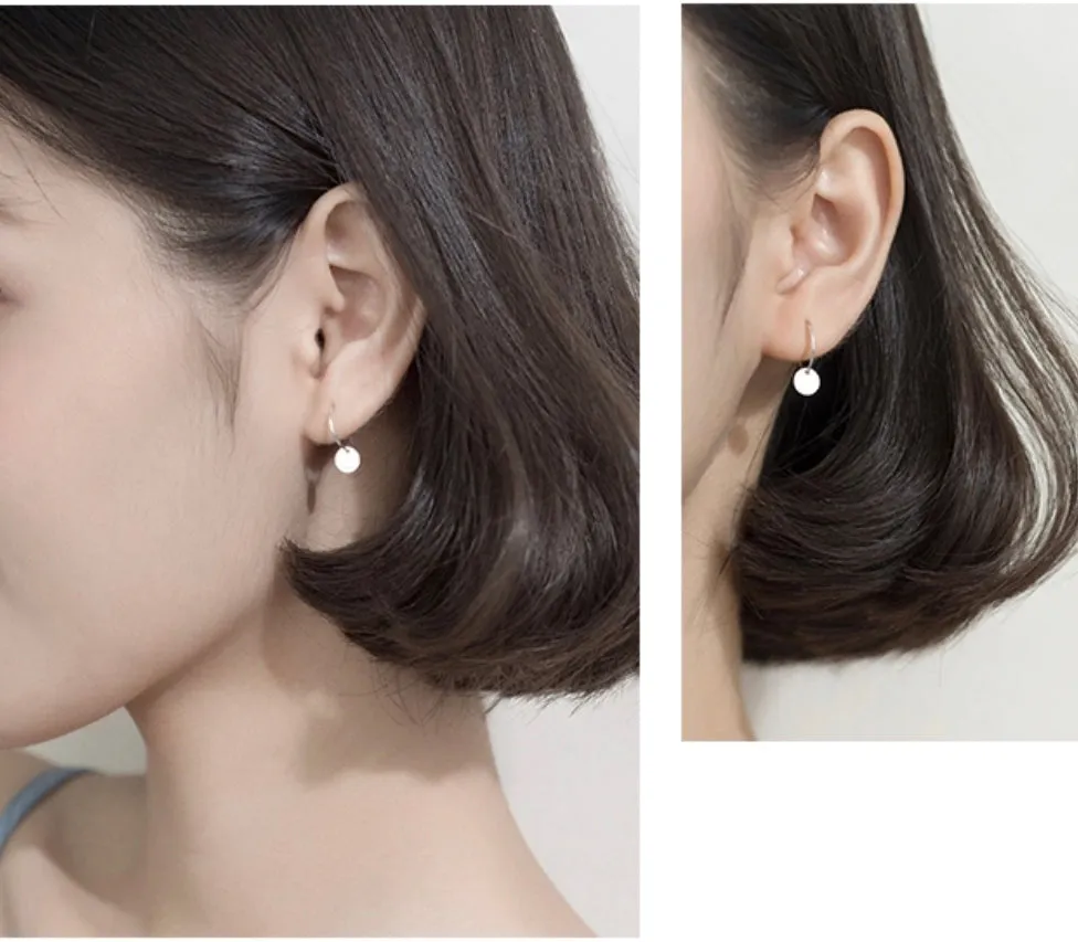 Matte Glossy Flake Drop Huggie Earrings-SH009