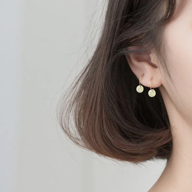 Matte Glossy Flake Drop Huggie Earrings-SH009