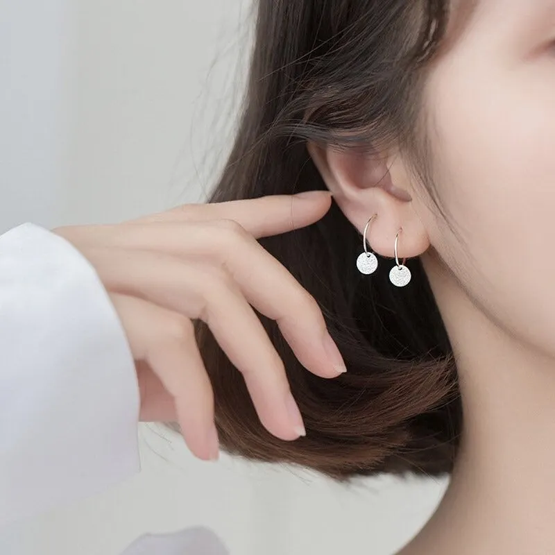 Matte Glossy Flake Drop Huggie Earrings-SH009