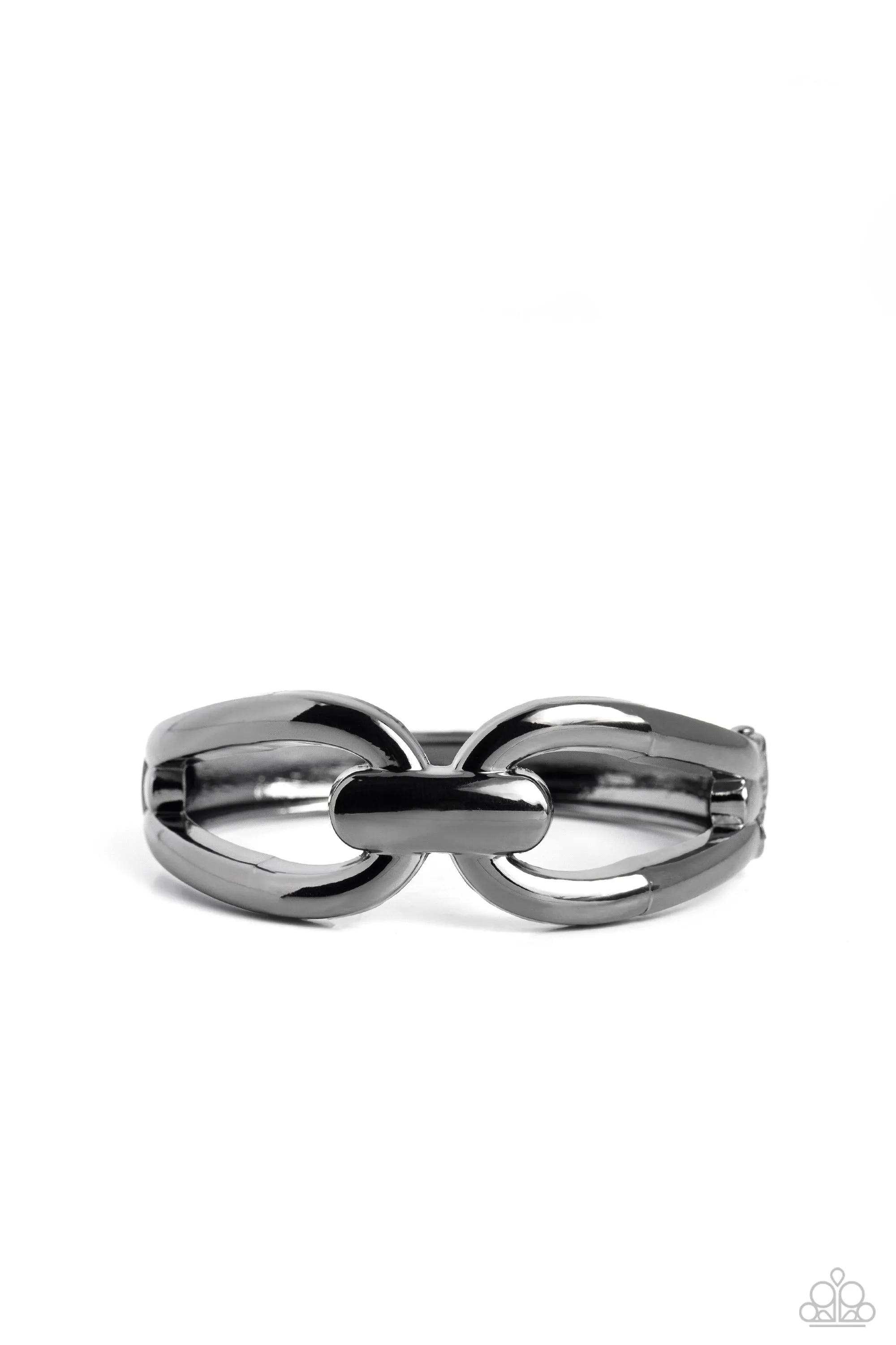 Mechanic Masquerade - Black - Gunmetal Paparazzi Hinge Bracelet