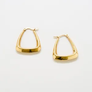 Medium Gold Triangle Hoop Earrings