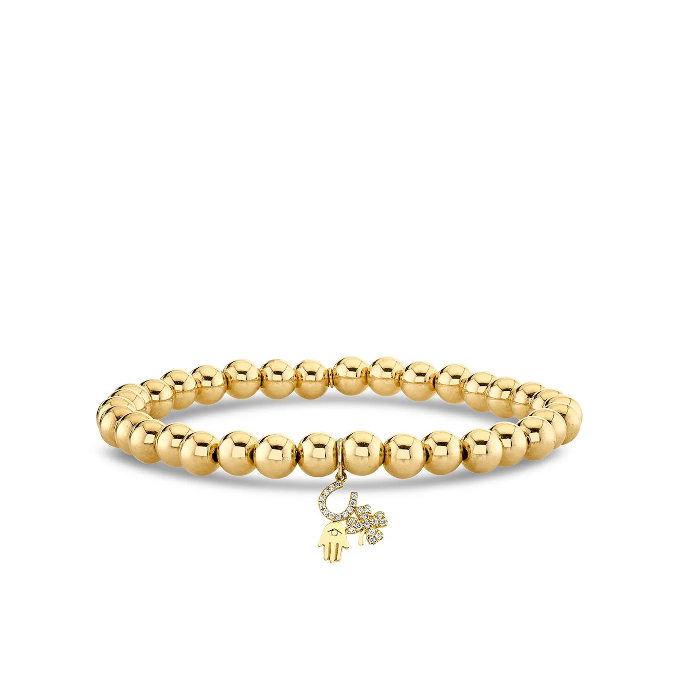 Men's Collection Gold & Diamond Luck & Protection on Gold Beads