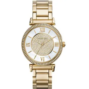 Michael Kors Catlin Gold Stainless Steel Mother of pearl Dial Quartz Watch for Ladies - MK-3332