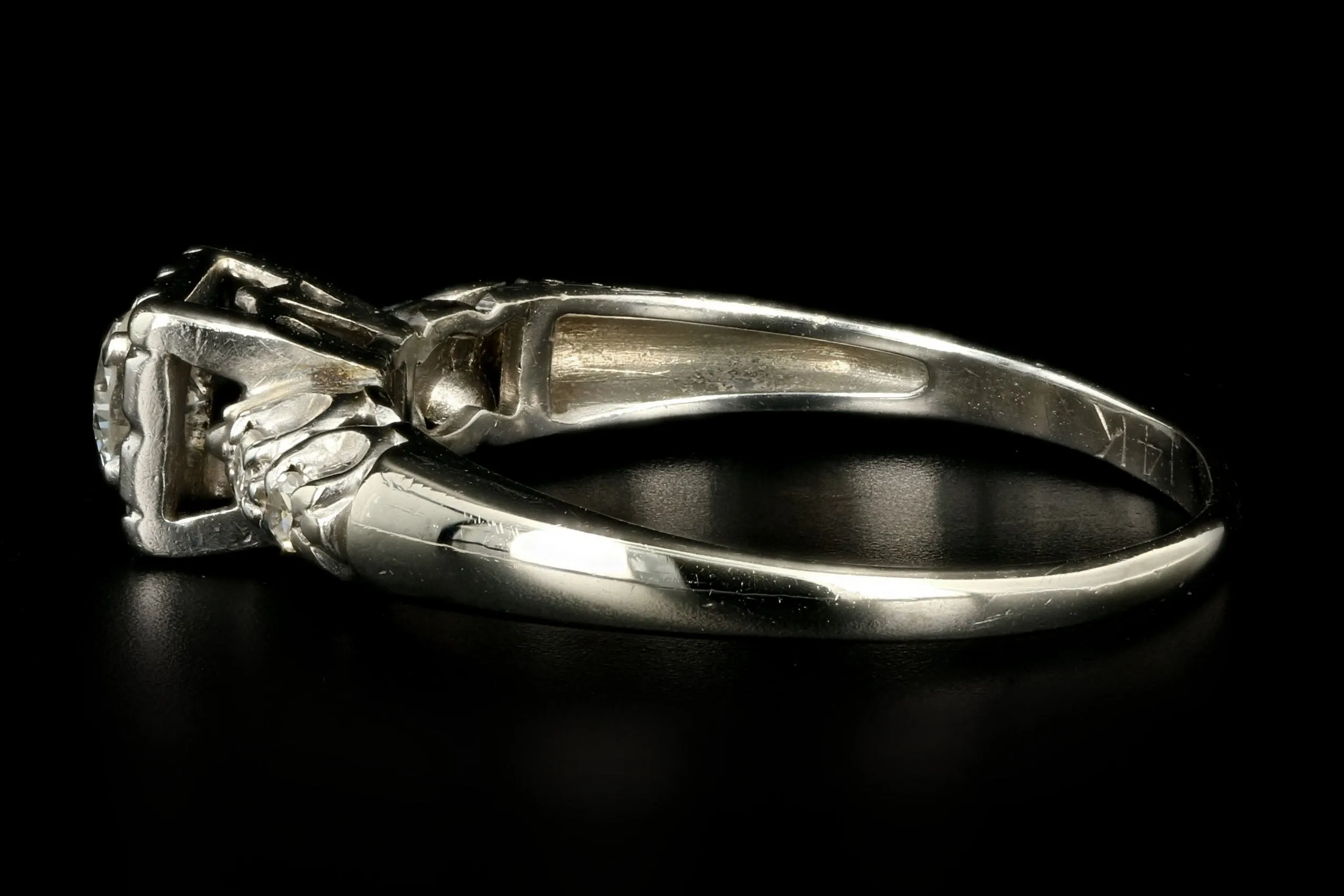 Mid Century 14K White Gold .21 Carat Round Brilliant Diamond Engagement Ring