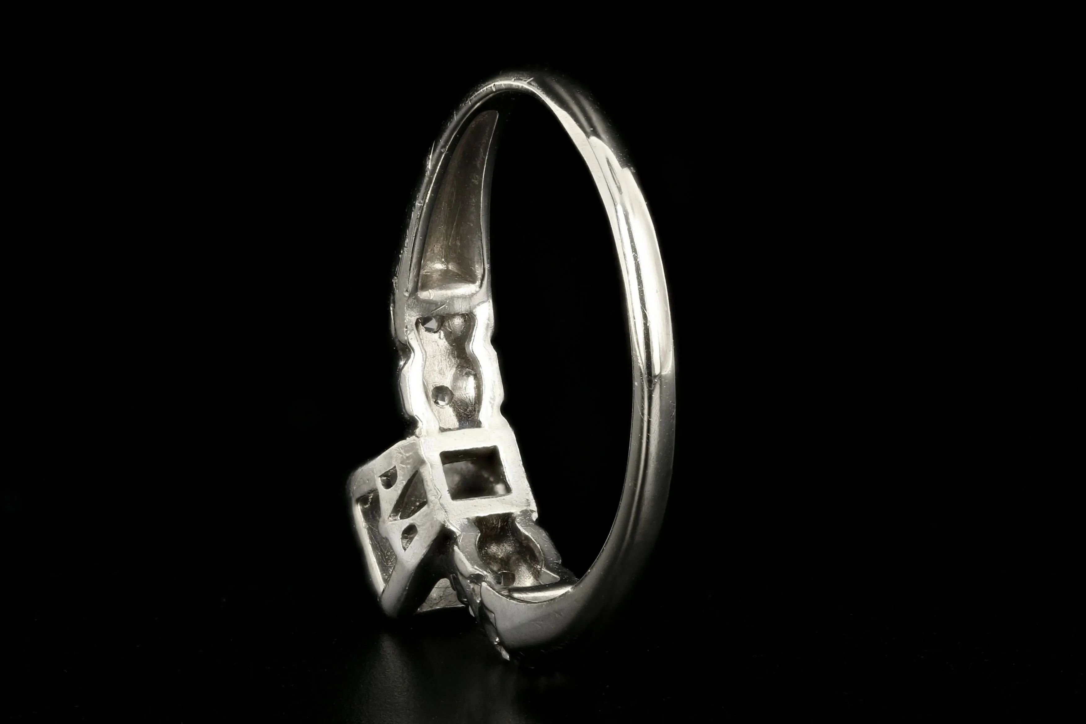 Mid Century 14K White Gold .21 Carat Round Brilliant Diamond Engagement Ring