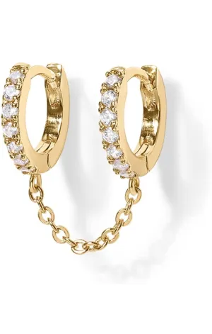 Mila Gold Filled CZ Chained Huggies