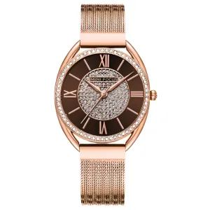 Mini Focus Rose Gold Mesh Bracelet Brown Dial Quartz Watch for Ladies - MF0425L-03
