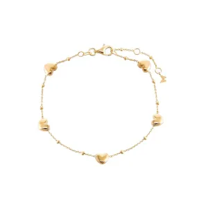 Mini Multi Puffy Hearts Bracelet 14K