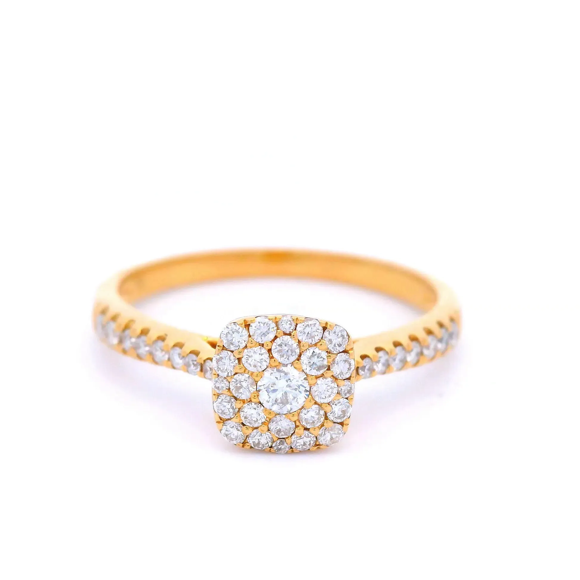 Mini Square Diamond Cluster Engagement Ring