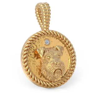 Miniature Schnauzer Diamond Puppy Love Circle Pendant