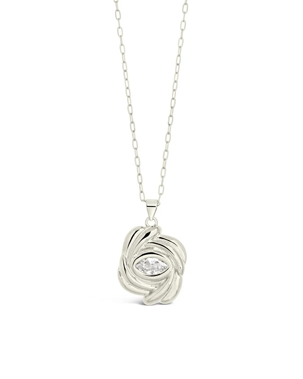 Mireille CZ Textured Pendant Necklace