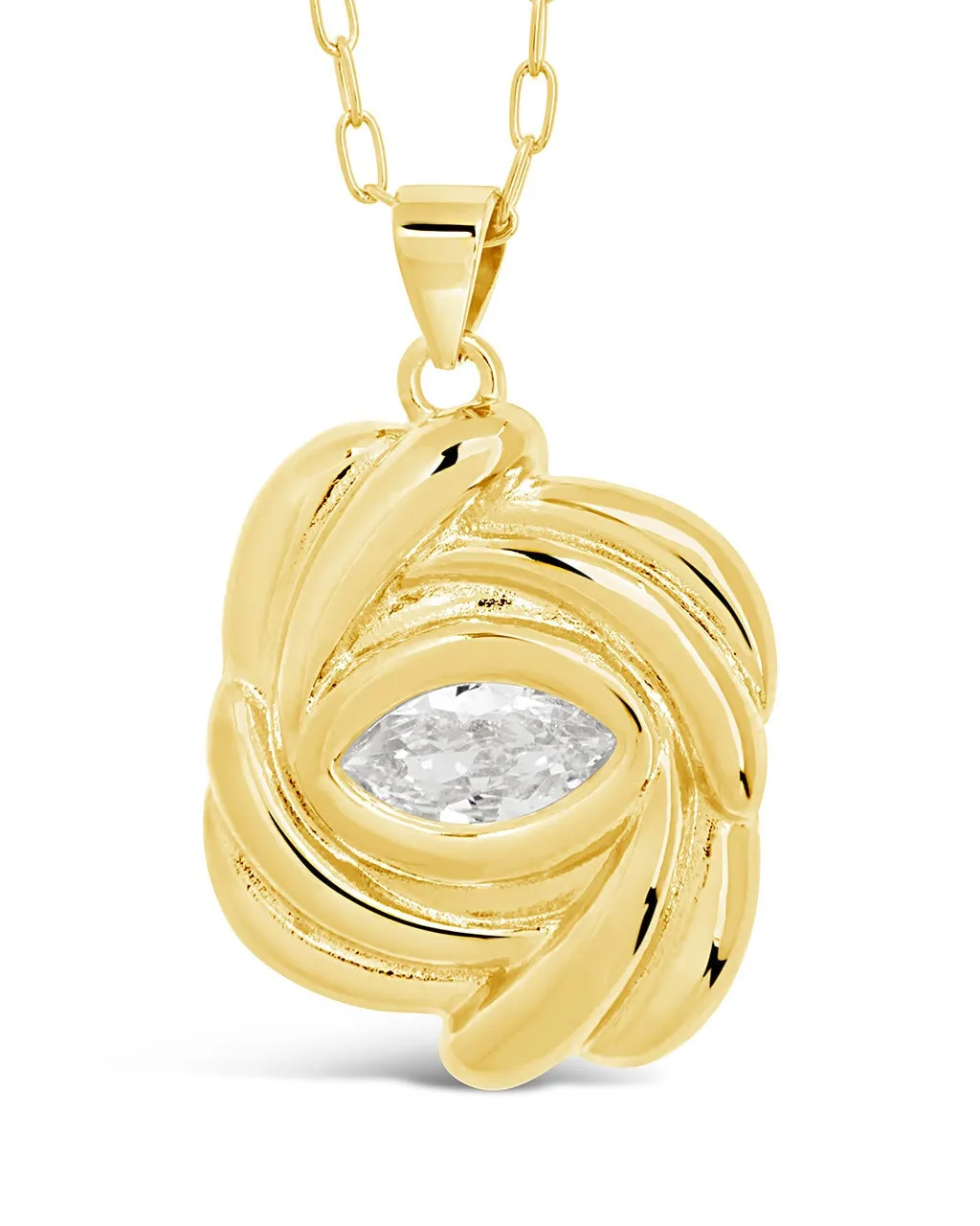Mireille CZ Textured Pendant Necklace