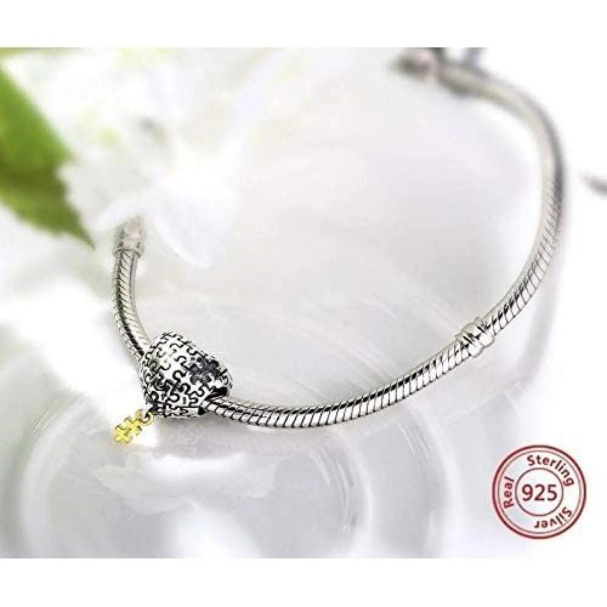Missing Puzzle Piece Heart Bead Charm