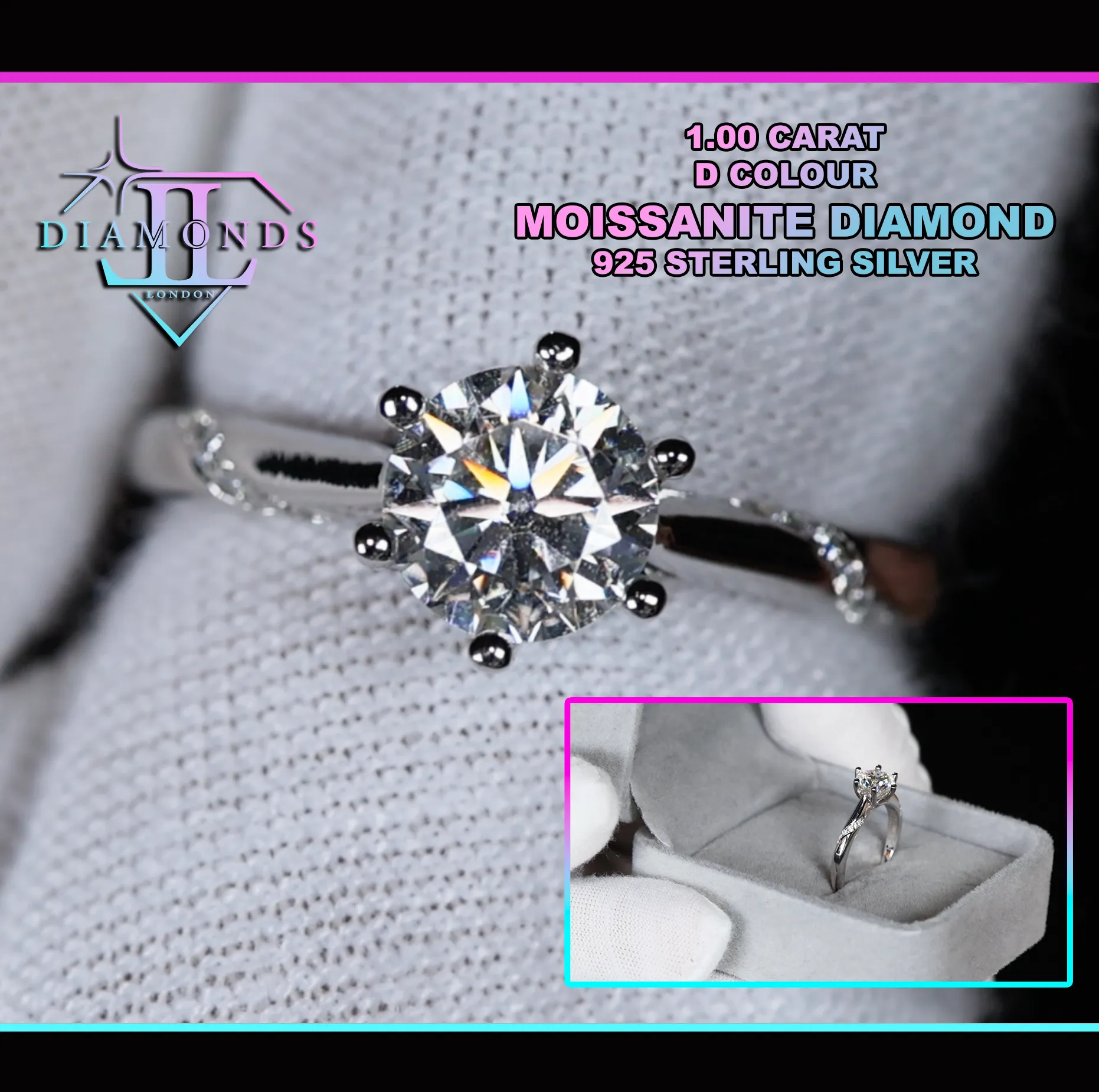 Moissanite Diamond Engagement Ring | Womens Lab Grown Diamond Engagement Ring